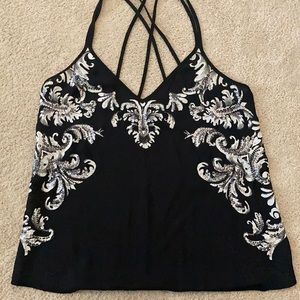Express Black and White Sequin Tank